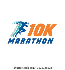 10K Run Logo Design vector Stock symbol .Running logo sport concept . running marathon Logo Design Template, Running marathon  Idea logo design inspiration.