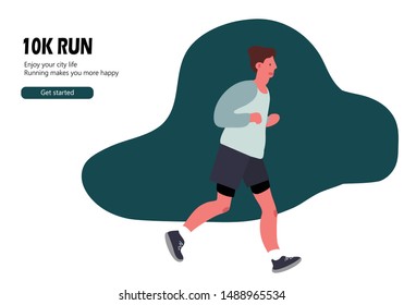 10K run, marathon - concept illustration of runner
