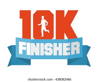 10k Running Finisher. Flat Vector Illustration.