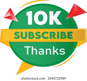 10k SUBSCRIBE, social sites post, greeting card vector illustration with white background.