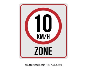 10km h speed limit zone. Vector illustration.