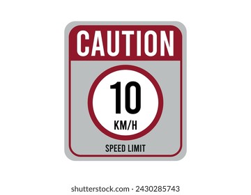 10km speed limit. Vector design for traffic, caution with speed. Sign isolated on white background
