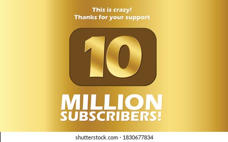 Diseño de fondo de celebración de suscriptores de 10M. Botón de reproducción para 10 millones de suscriptores