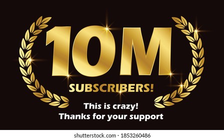 10M subscribers celebration background design. 10 million subscribe