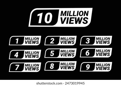 10M views celebration vectors set design. 10 million views