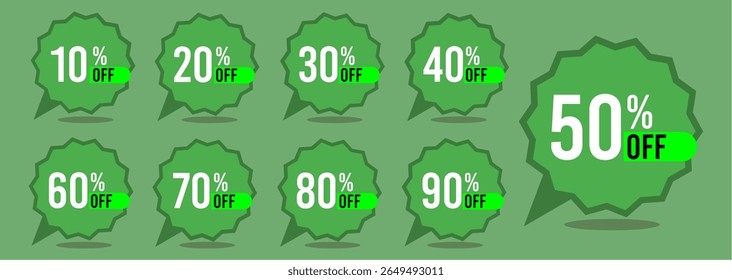 10% off 20% off 30% off 40% off 50% off 60% off 70% off 80% off 90% off dez vinte trinta e quarenta e cinquenta sessenta e sessenta oitenta noventa por cento off, 10% 20% 30% 40% 50% 60% 70% 80% 90% desconto no varejo, venda, set.eps