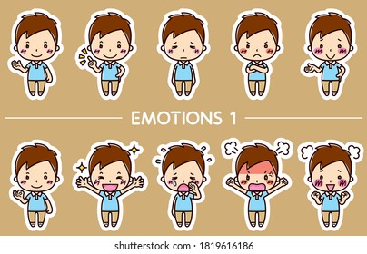 Conjunto de 10 piezas de ilustraciones de emoción humana.