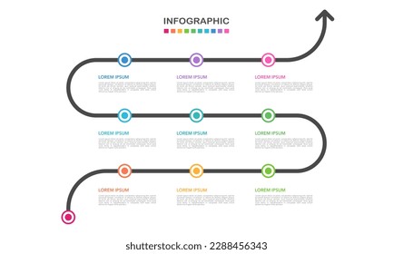 10-Punkt-Timeline-Infografik Geschäftserfolg. Vektorgrafik.