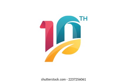 10s years old celebrating green leaves logo. Anniversary year of 10 th vector template. Birthday greetings celebrates. Environmental protection, natural products.