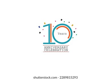 10th, 10 years, 10 year anniversary 2 colors blue and orange on white background abstract style logotype, vector design for celebration vector