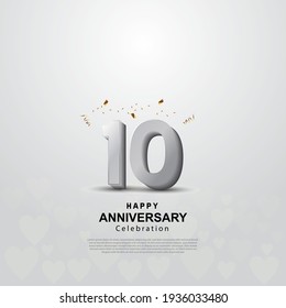10th anniversary background with 3D number illustration
