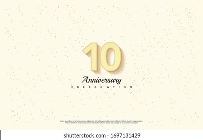 10th anniversary background with an illustration of the orange numbers in front of a white background and the writing below.