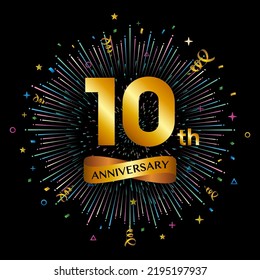 10th anniversary celebration logotype. Golden anniversary celebration template design, Vector illustrations.