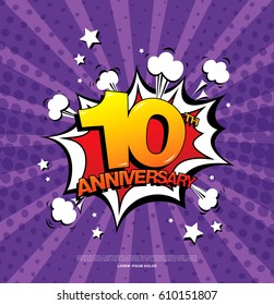 10th anniversary emblem. Ten years anniversary celebration symbol