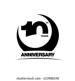 10th anniversary emblem. Ten years anniversary celebration symbol