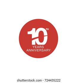 10th anniversary emblem. Ten years anniversary celebration symbol