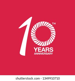 10th anniversary emblem. Tenth years anniversary celebration symbol