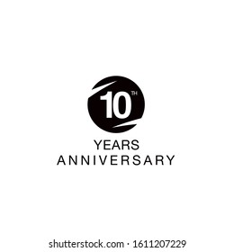 10th anniversary emblem. Tenth years anniversary celebration symbol