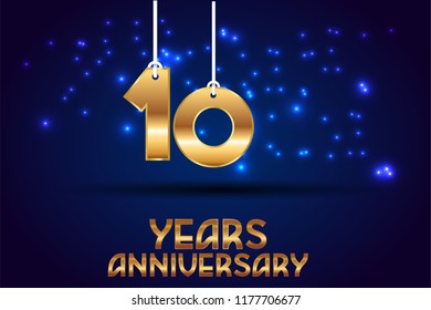 10th Anniversary gold numbers. background for anniversary