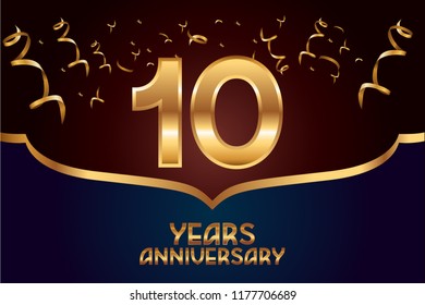 10th Anniversary gold numbers. background for anniversary