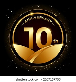 10th anniversary, Golden anniversary template design. Logo vector illustration