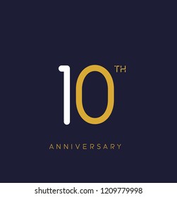 10th anniversary logo.overlapping number with simple monogram color. vector design for greeting card and invitation card.