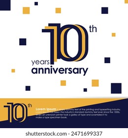 10th Anniversary logotype with blue and orange color design template. Vector illustration