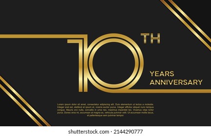 Logotipo del décimo aniversario. Diseño de planilla de celebración del aniversario para folletos, folletos, revistas, afiches de folletos, banner, web, invitación o tarjeta de saludo. Ilustraciones vectoriales.