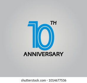 10th anniversary logotype with multiple line style blue color isolated on white background for celebration