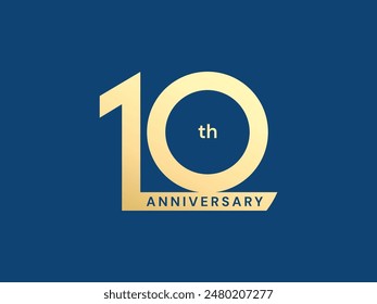 10th Anniversary luxury gold celebration with numbers connector logo typography vector design concept. Ten years anniversary gold logo template for celebration event, invitation, business, card, web.