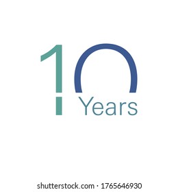 10th anniversary numbers. 10 years old logotype. Simple congrats. Isolated abstract graphic web design template. Modern congratulation concept.