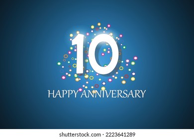 10th Anniversary On Blue Background