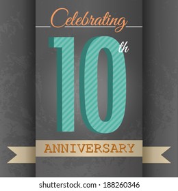 10th Anniversary poster / template design in retro style - Vector Background