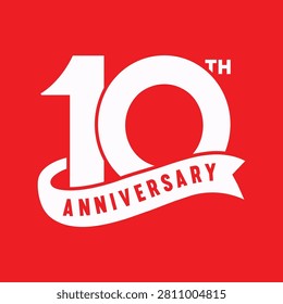 10th Anniversary Ribbon Logo Vector