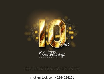 Décimo aniversario con brillantes antecedentes de burbuja.