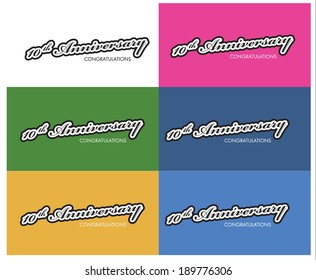10th Anniversary sign collection, retro design, vector illustration