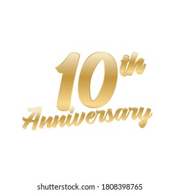 10th Anniversary Text, Annual Celebration, Milestone, Vector Illustration Background