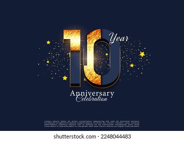 10th anniversary with truncated numbers in shiny colors.