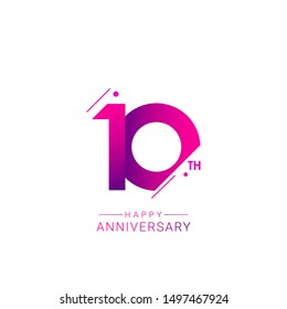 10th anniversary vector template. Design for celebration, greeting cards or print.