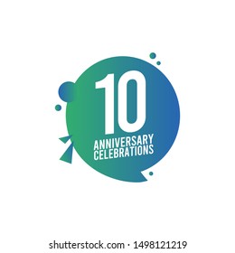 10th anniversary vector template. Design for celebration, greeting cards or print.