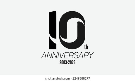 10th Anniversary and year. Unique attractive creative modern numbers.