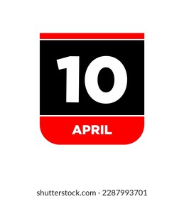 10th April vector icon. 10 April calendar.