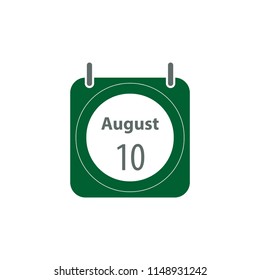 10th August calendar icon. Flat style vector calendar illustration