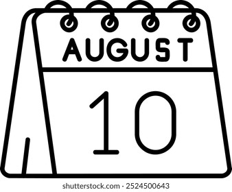 10 de agosto Linha vetor Ícone Design