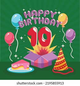 10th birthday greeting card template