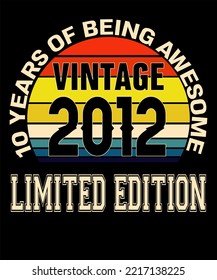 10th Birthday Vintage Legends Born In August 2012 10 Years Old Retro Birthday Ideas for Men Women