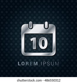 10th Calendar 3D Silver/Platinum/Steel Metallic Premium Icon / Logo Design