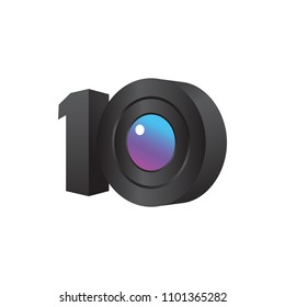 10th and camera lens vector design