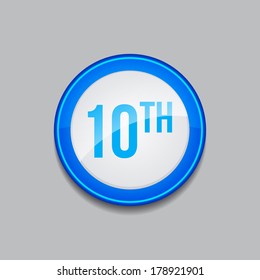 10th Circular Vector Blue Web Icon Button 
