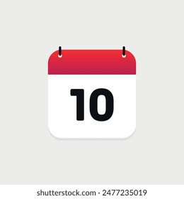 10th day of the month calendar. Vector icon